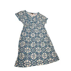 Tommy Bahama Womens Aqua White Mid-Summer Dress Size M SKU 8449